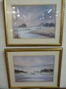 Pair of gilt framed watercolours signed lower right by Bryan A Thatcher