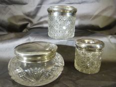 Cut glass jar with hallmarked silver lid by Deakin & Francis Ltd, Birmingham 1929 along with a