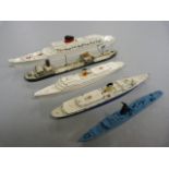 Collection of Die-Cast Metal Tri-Ang ships - Royal Yacht Britannia 1.721, Antilles M.713, HMS