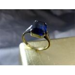 18ct Gold Sheffield 1972 Sapphire (Possibly a triplet or composite stone) and Diamond ring.