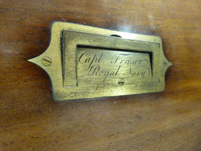 Brass banded wooden box with engraved plaque incorporating handle reads "Capt. Fraser Royal Navy" - Image 6 of 8