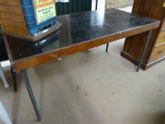 Industrial style Wooden bound table with metal tubular legs