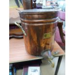 Copper and Brass Hot Water urn (plaque to front bearing - W M Still & Sons, Manchester) - having two