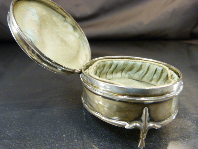 Three hallmarked silver items to include a pebble shaped snuff case and two silver pots. total - Image 3 of 19