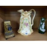 Gnome Art Deco projector along with a large china Wash jug and a Victorian Glass handpainted vase