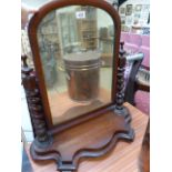 Victorian Mahogany Barley Twist dressing table mirror on lions feet - in need of some restoration