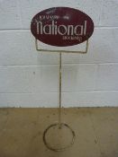 Toeman's National Stockings metal upright advertising sign
