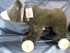 Ltd Edition Herman Original Teddy (West German) bear on wheels no 177/500.