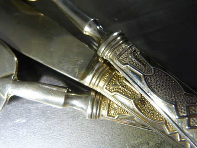 Continental Hallmarked silver fish serving set with hallmarked silver handles (800) - Image 3 of 3