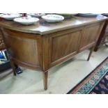 Low William and Mary inlaid sideboard on tapering legs with castors. Four inlaid doors