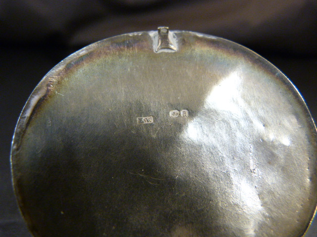 Three hallmarked silver items to include a pebble shaped snuff case and two silver pots. total - Image 16 of 19