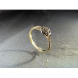 Vintage Gold (hallmark rubbed) white sapphire daisy cluster ring. Size approx UK - O and USA 7.25.