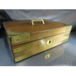 Brass banded wooden box with engraved plaque incorporating handle reads "Capt. Fraser Royal Navy"