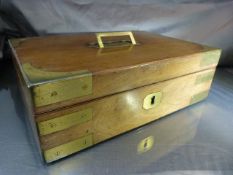 Brass banded wooden box with engraved plaque incorporating handle reads "Capt. Fraser Royal Navy"