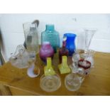 Collectable Glassware - Collection of coloured glassware to include Victorian cranberry glass