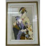 Print of an oriental lady titled 'Sukeroku' from the famous Kabuki Play. Signed by Artist Harruyo