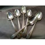 Set of six hallmarked silver Georgian coffee spoons Maker S.W Total weight 63.1g