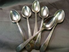 Set of six hallmarked silver Georgian coffee spoons Maker S.W Total weight 63.1g