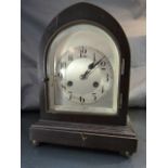 Wurrtemberg mantel clock with silver coloured dial (key & pendulum in office)