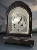 Wurrtemberg mantel clock with silver coloured dial (key & pendulum in office)