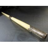 MUSIC. A VICTORIAN SILVER MOUNTED IVORY CONDUCTOR`S BATON engraved plaque to case reads Presented to