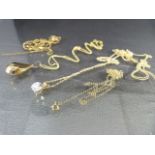 Scrap Gold - two hallmarked 9ct Chains, another 9ct chain with hanging 9ct Pendant, Scrap 9ct Gold