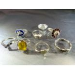 Eight hallmarked silver rings - Total approx weight 20.9g