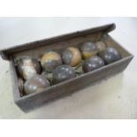 Vintage Boxed set of wooden Boules in original case - Case A/F
