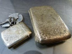 Hallmarked Silver Cigarette case Albert Jackson Birmingham 1905, along with a Small Hallmarked