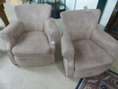 Pair of modern suede style club chairs