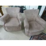 Pair of modern suede style club chairs