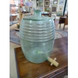 Victorian clear glass barrell with wooden stopper