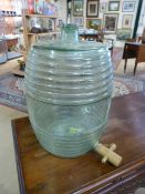 Victorian clear glass barrell with wooden stopper