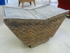 A Poss Indian Koran Chest, The top sloped as to allow the book to sit freely on the top. Carved to