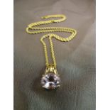 QVC 9ct Gold set Oval pale Lilac stone measuring approx 12mm x 10.12 mm. Hung from a 20" 'rope' link