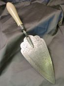 Ornamental silver Trowel with ivory handle - The spade - Birmingham hallmarked silver by T.W dated