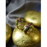 Two 9ct Gold multi gem stone rings by QVC. (1) 7 Marquis shaped stones set with 3 small accent