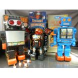 Three Vintage battery operated Robots in original boxes. To include a Japanese Star Strider Robot (