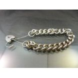 Heavy hallmarked silver chain bracelet with love heart padlock and Safety Chain - Total Weight