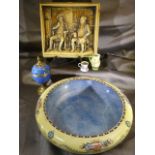 Tam O'Shanter and Souter Johnny wall plaque, Chelsea Ware bowl along with Royal Doulton miniature