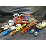 Collection of unboxed Dinky and Corgi Toys to include Guinness Lorry, Dinky fire engine 555(no