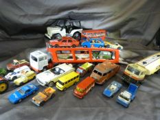 Collection of unboxed Dinky and Corgi Toys to include Guinness Lorry, Dinky fire engine 555(no