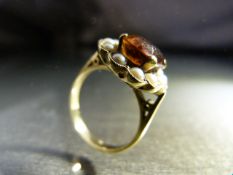 Vintage 9ct Sherry Citrine and Seed Pearl Ring. The 'Cream Sherry' coloured Oval cut citrine