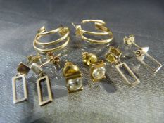 Four pairs of M&S gold earrings - Total weight approx 6.4g