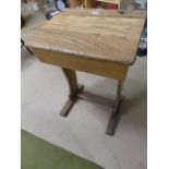 Children's sloped school desk with original metal fittings