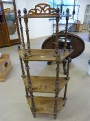 Edwardian inlaid four tier whatnot