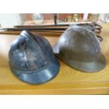 WW1 French Artillery Helment in original colour and one other