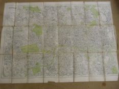 Antique map by Kelly's Directories of London on Parchmant along with an Antique pencil drawing by