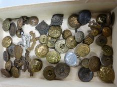 Collection of military buttons & cap badges from various regiments (approx. 45 in total)