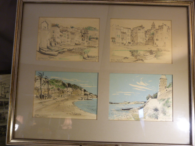 Various small framed watercolours mainly of French street scenes in Pen and Watercolour by Artist on - Image 2 of 13